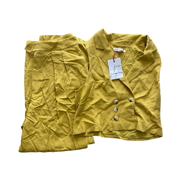 NEWFree People Gabbie Vest Suit Set $308 Size 14 Bitter Oil Pants and Vest - Picture 3 of 6